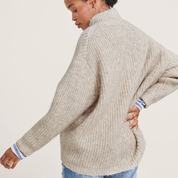 Hatch Jo Sweater Maternity Heavy Knit Henley Cream Tan 0 - Picture 4 of 6